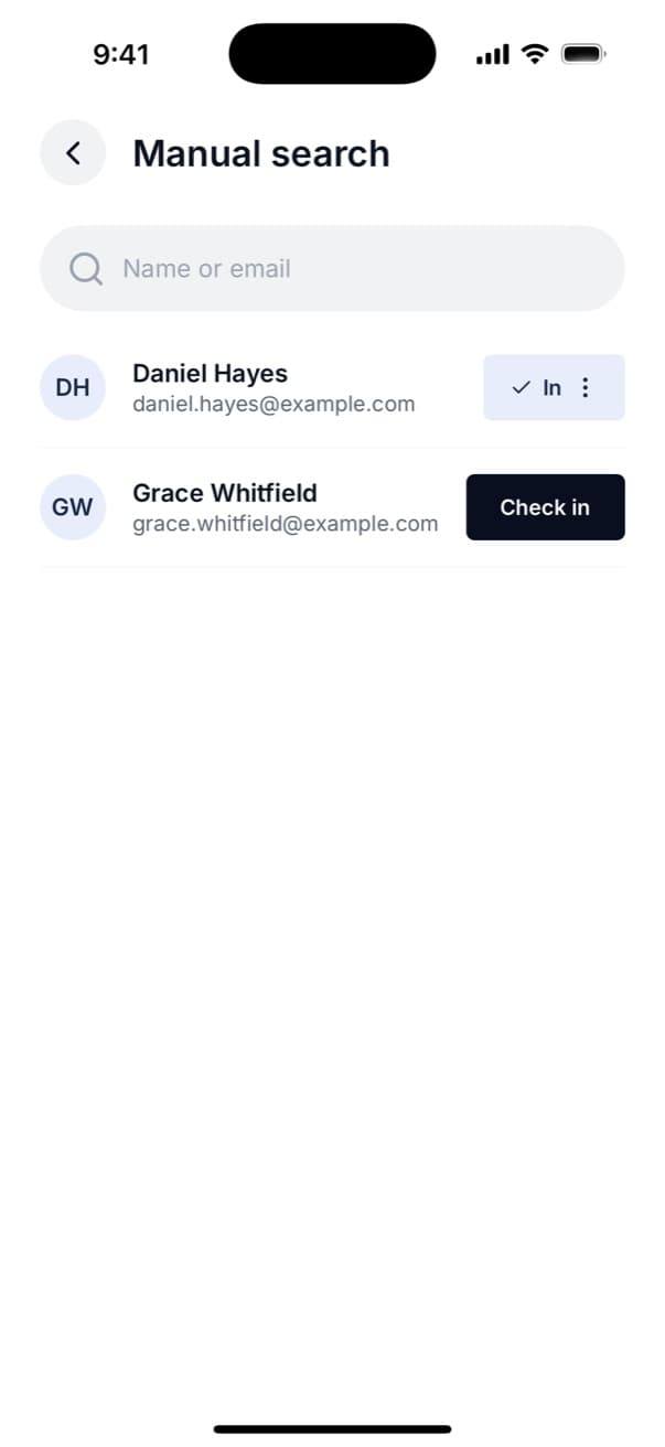 Manual guest search and check-in
